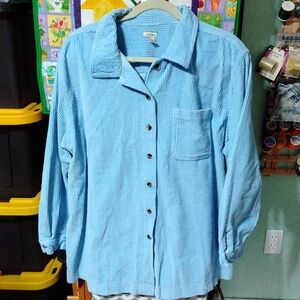 ll Bean 2x corduroy oversized shirt jacket - sky blue